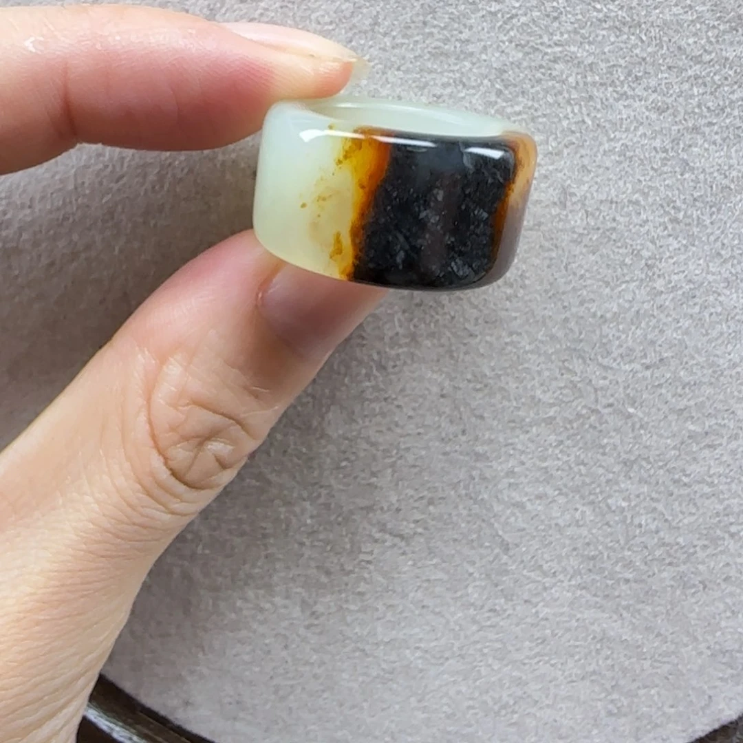 蛇纹石玉未镶嵌戒指13-14码