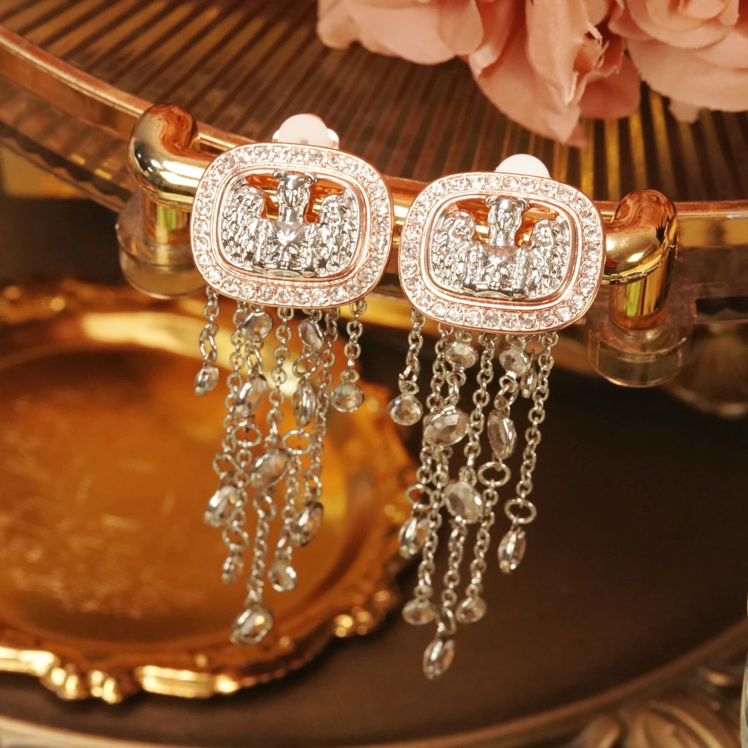 铜合金耳饰 【8858】耳夹 荷鲁斯复古流苏长款复个性