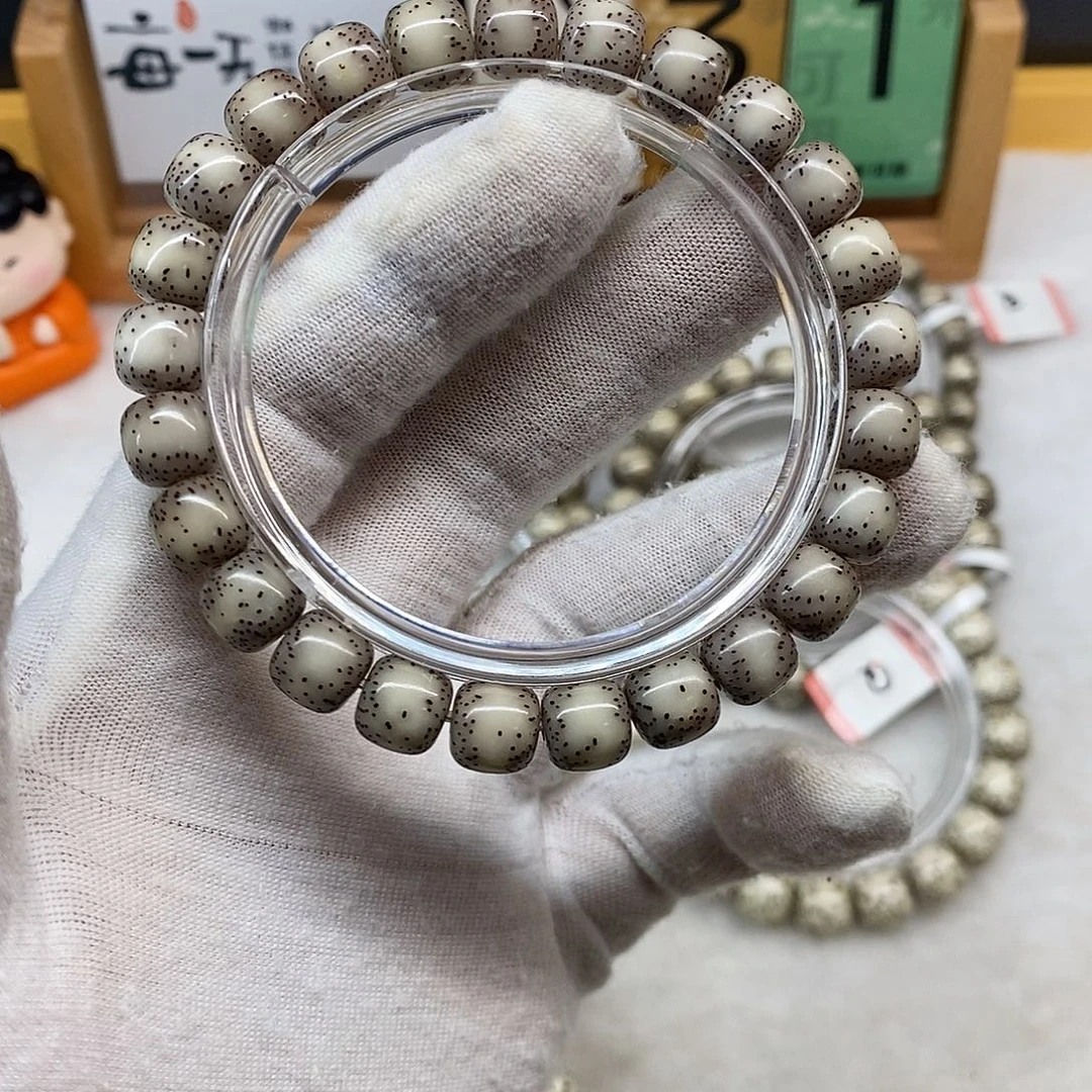 手串星月菩提9/8精品头条糯冰奶奶灰通体半壁针尖星