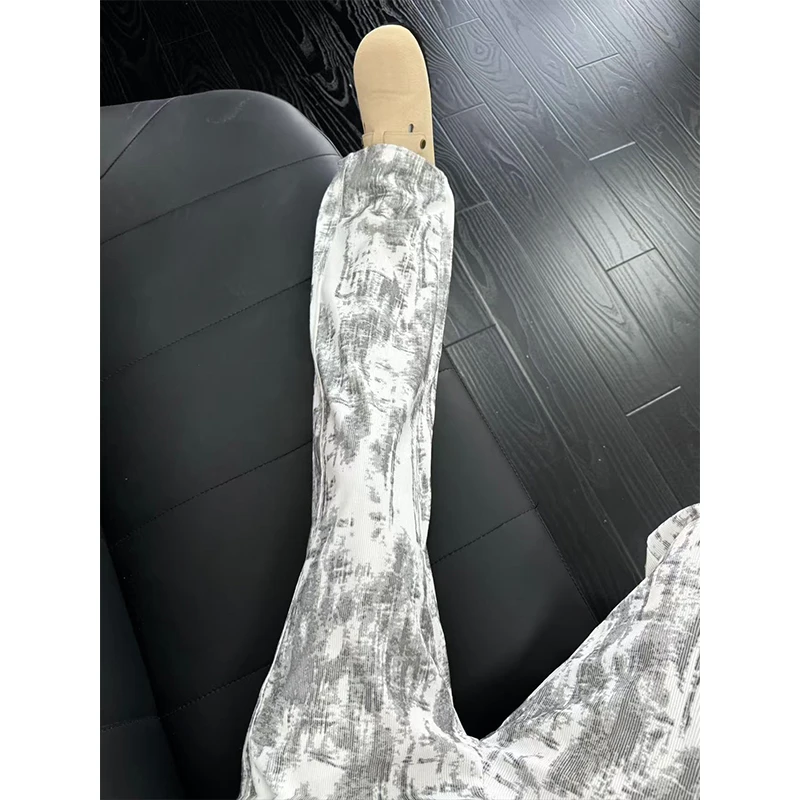 美式高街扎染裤子男冬季加绒直筒宽松运动裤显腿长垂感显瘦休闲裤