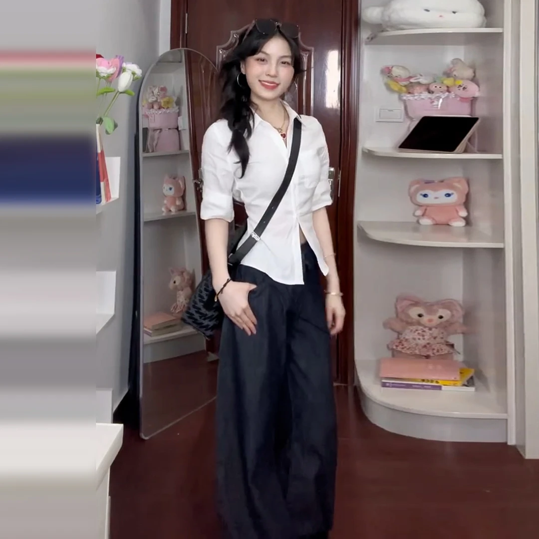 白色长袖衬衫女上衣春秋2025新款漂亮小衫法式气质设计感内搭衬衣