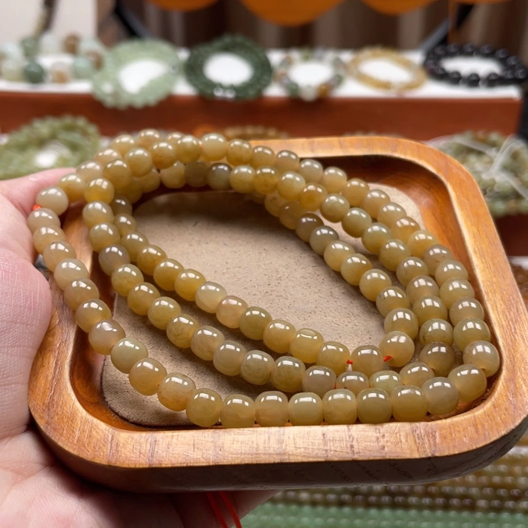 和田玉未镶嵌毛衣链珠串6*7mm