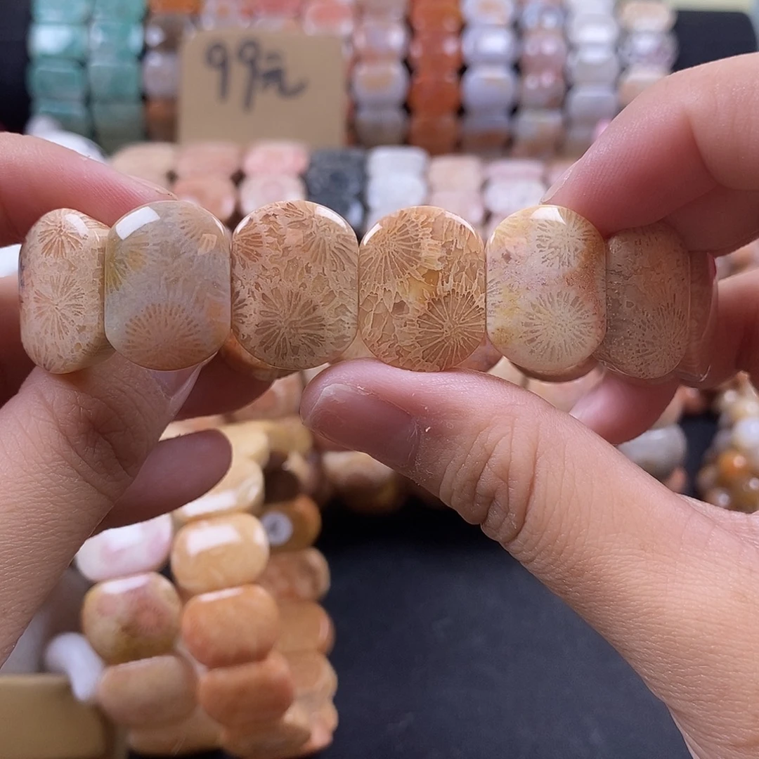 硅化珊瑚（珊瑚玉）未镶嵌手牌33