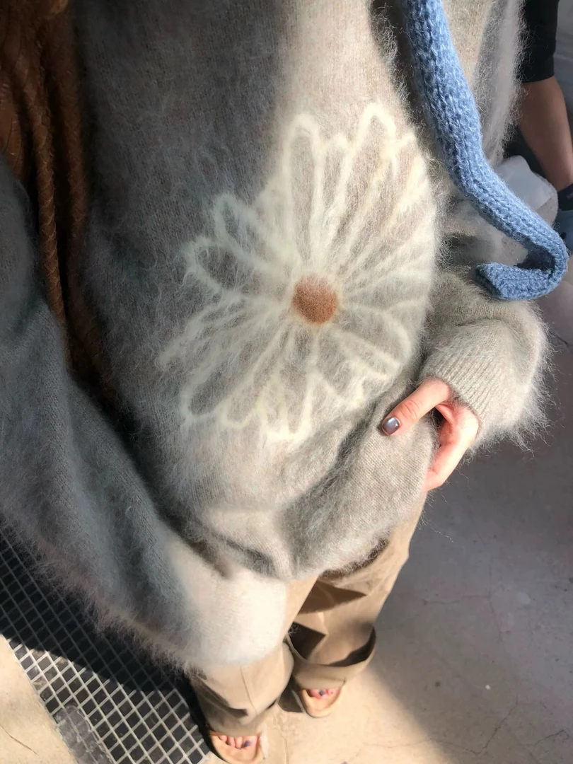 【小雏菊】加厚百搭慵懒长毛羊驼针织套头毛衣女