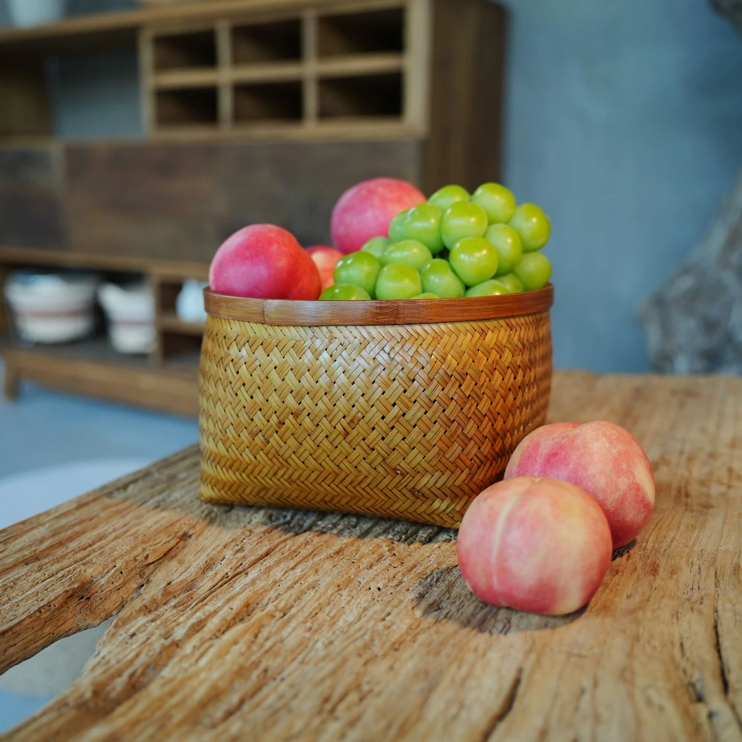 【竹福】纯手工非遗竹编高级家用收纳筐果篮竹篮子茶杯茶具收纳筐