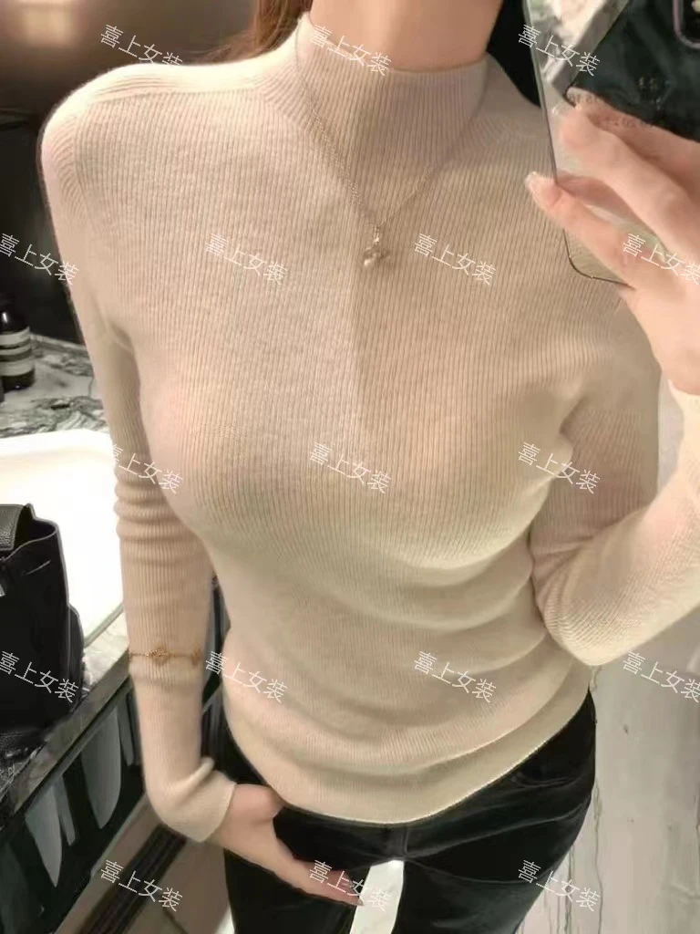 【一线成衣.现货发】新款360克加厚安迪绒半高领女士套头针织打底衫