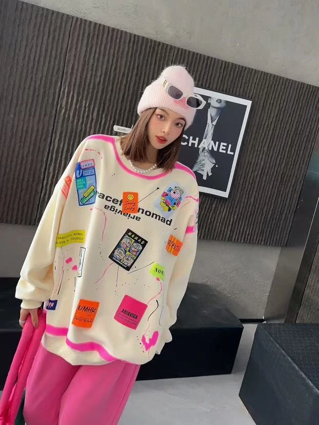 说说家多标系列早春新款不加绒男女同款卫衣嘻哈减龄炸街白搭百配