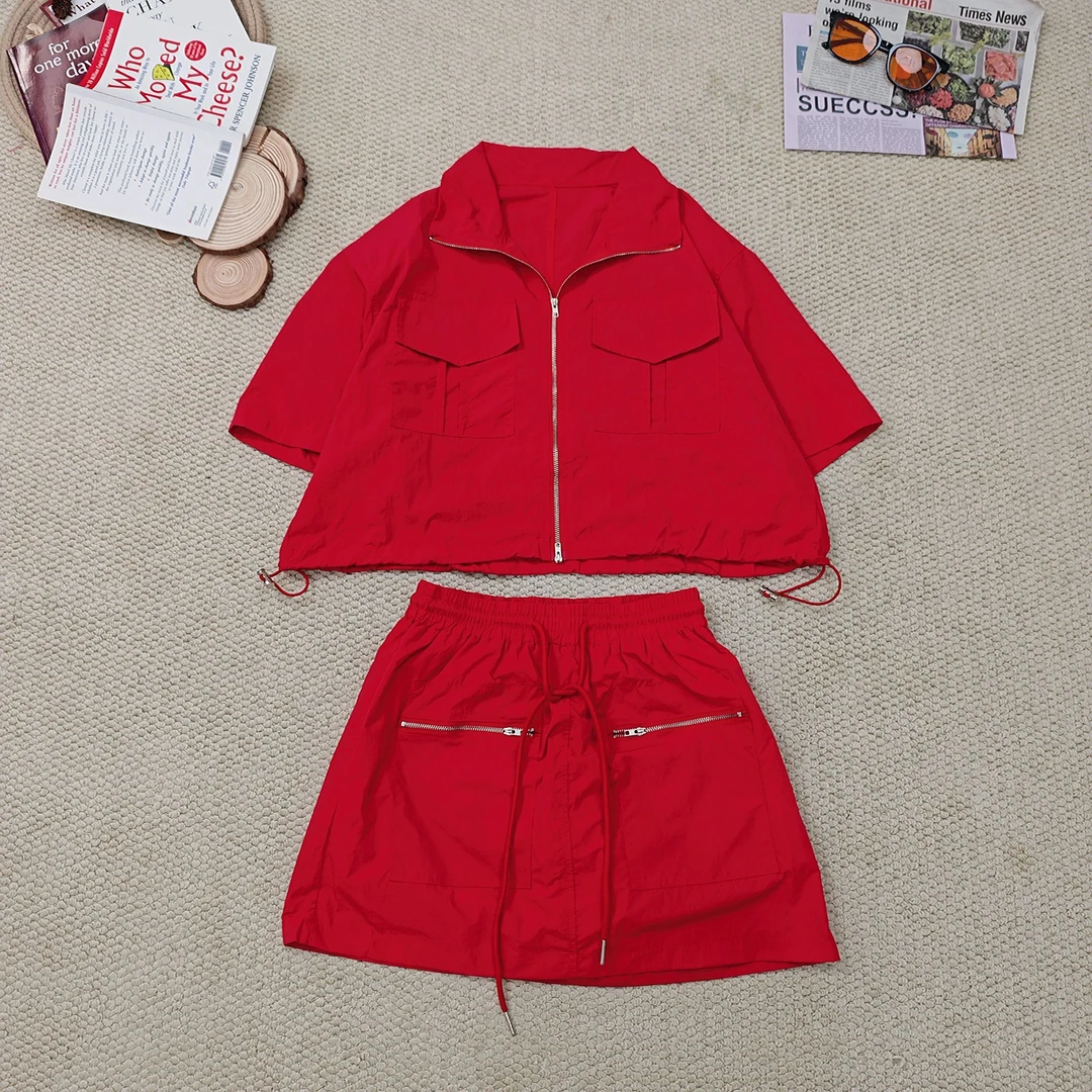 2025夏季新款休闲宽洋气纯色百搭马甲两件套装2630