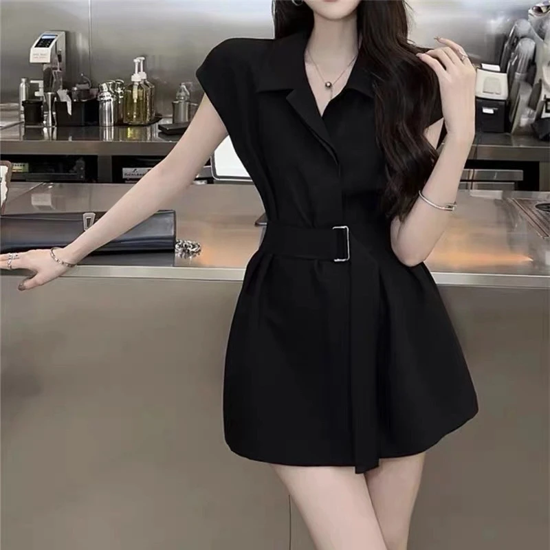 2025夏季新款欧货轻奢气质御姐风设计感显瘦系带收腰上衣短裤套装