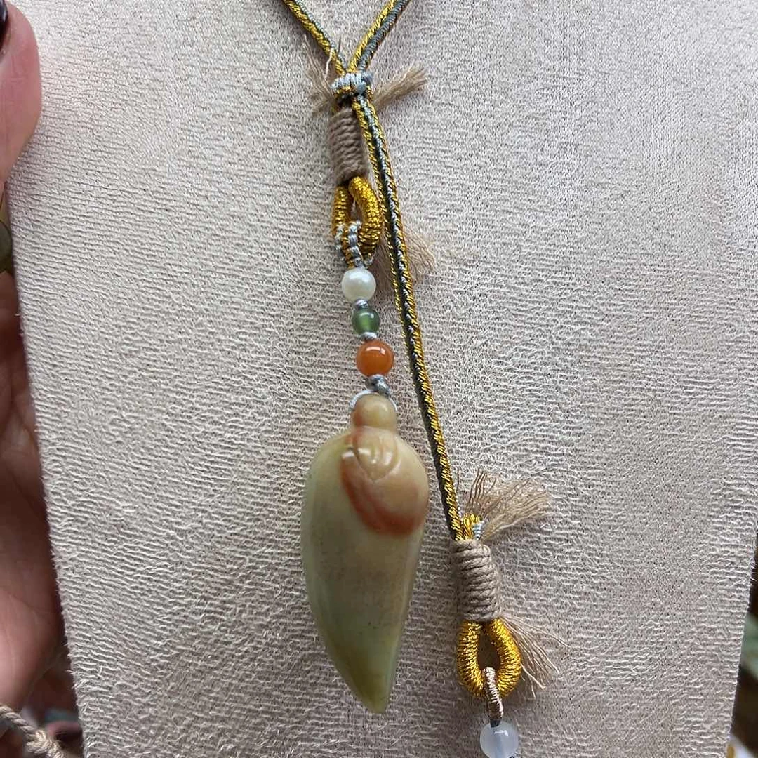 岫玉未镶嵌颈饰辽阳料连年好运毛衣链