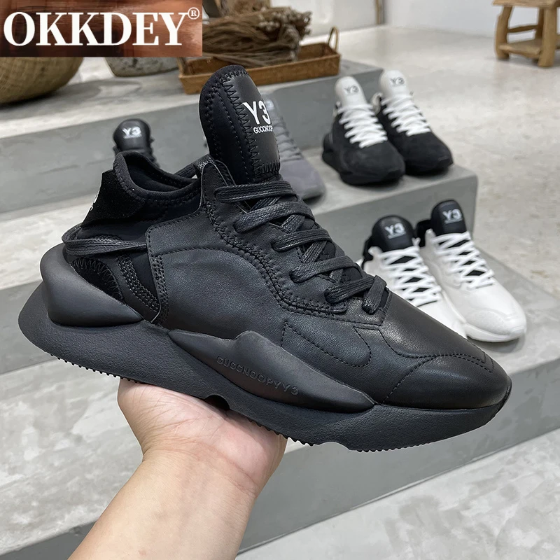 okkdey干净感痞帅男鞋秋季黑武士男鞋情侣真皮厚底透气运动休闲鞋