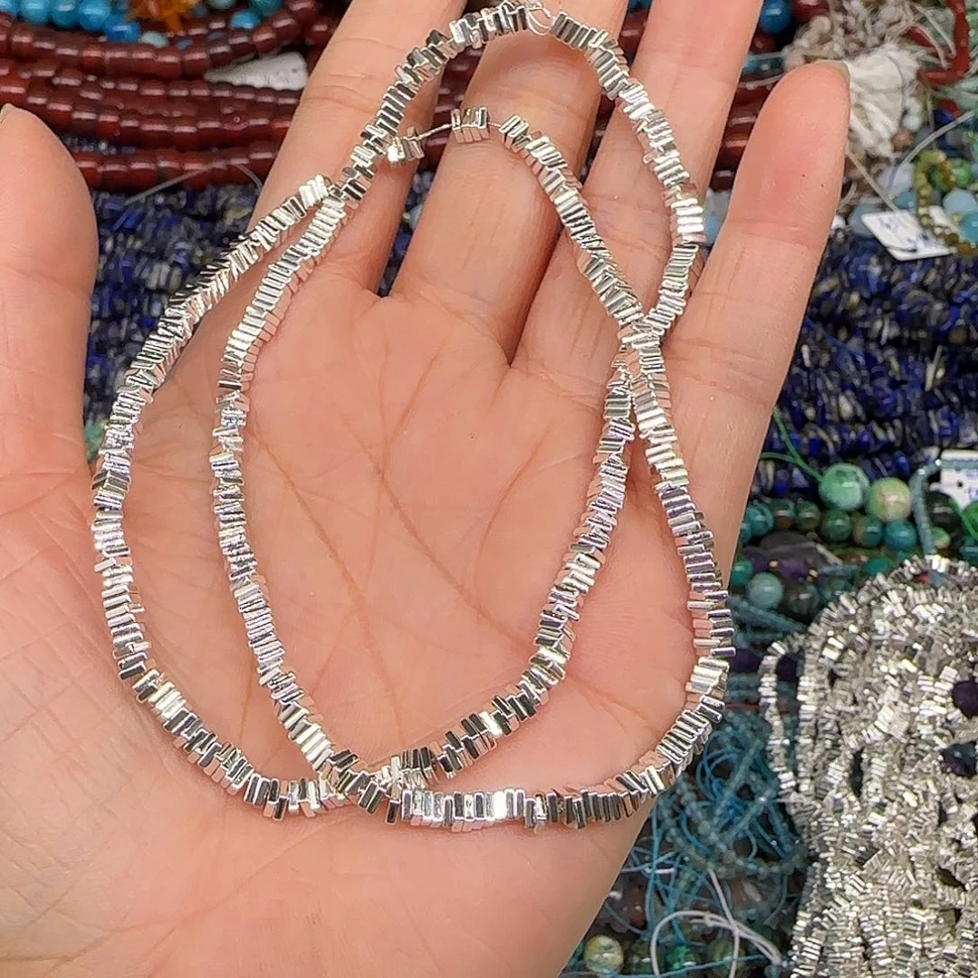 玛瑙/玉髓合金珠宝半成品黑胆石3mm隔片一条