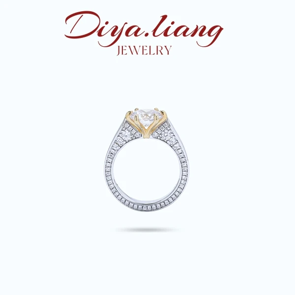 925银戒指 梁雅帝新品【巴黎之恋】六爪盘镶轻奢气质纯银戒指