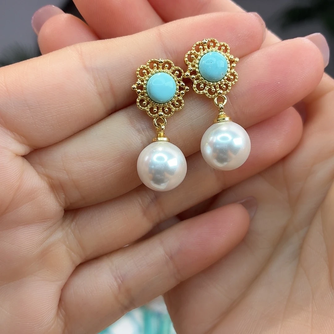 合金绿松石耳饰耳环