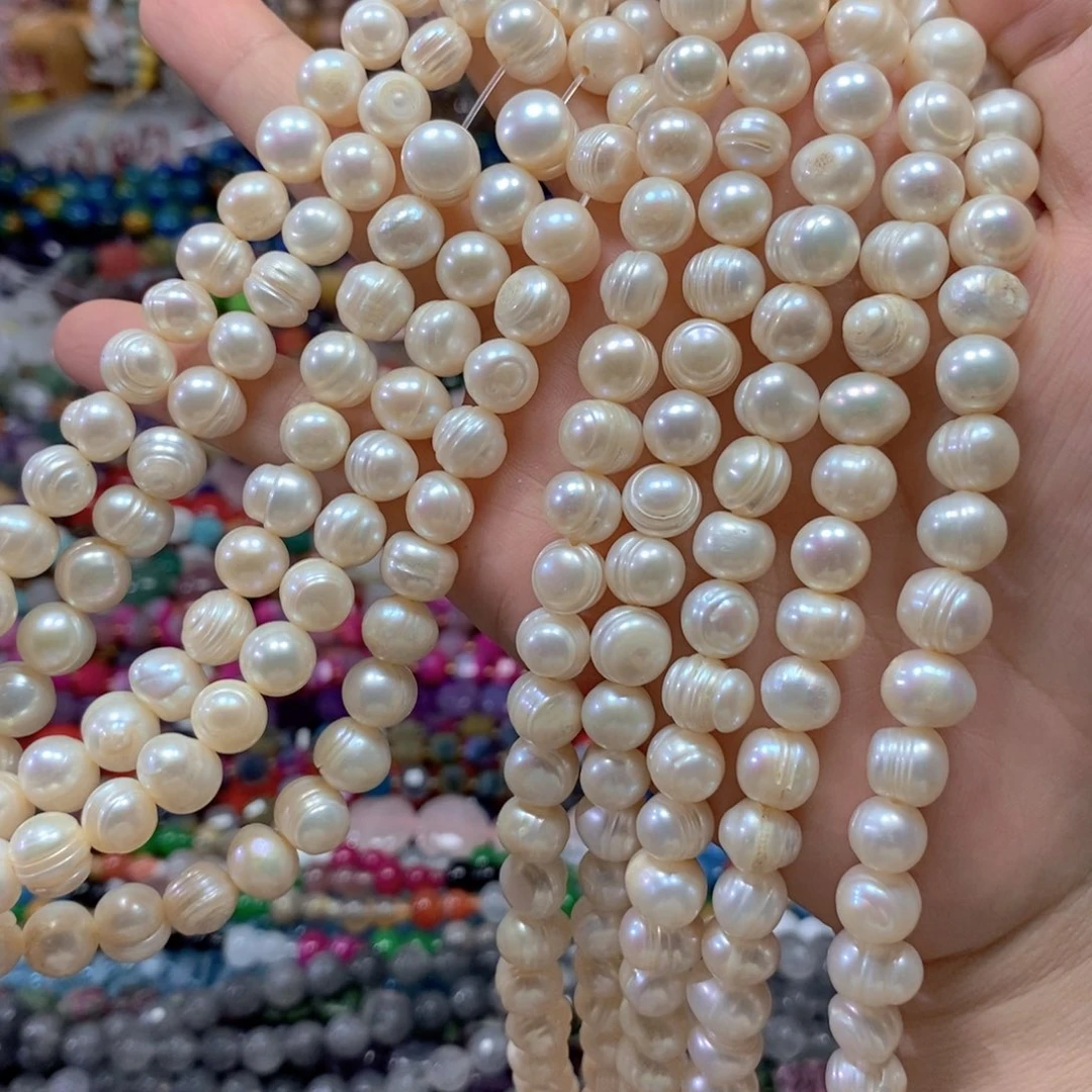 玛瑙/玉髓合金珠宝半成品天然珍珠一条卡10mm