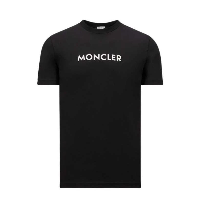 全新未使用 MONCLER 蒙口 SS25 棉质硅胶字母标语圆领短袖T恤男士