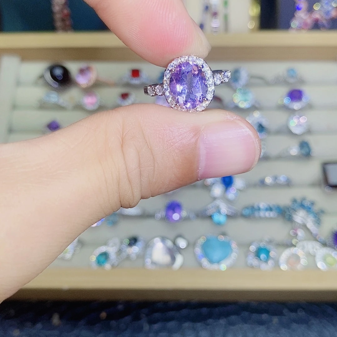 银S925镶嵌戒指紫晶