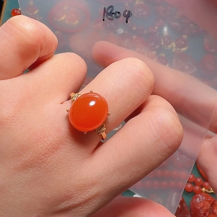 南红玛瑙银S925镶嵌戒指