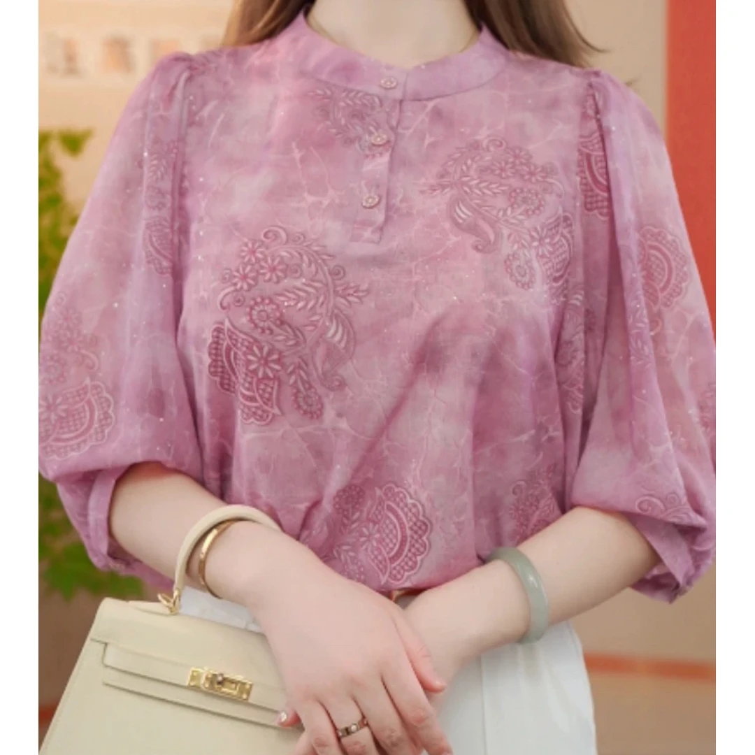 X高端轻奢减龄新款衬衫七分袖百搭宽松显瘦气质上衣