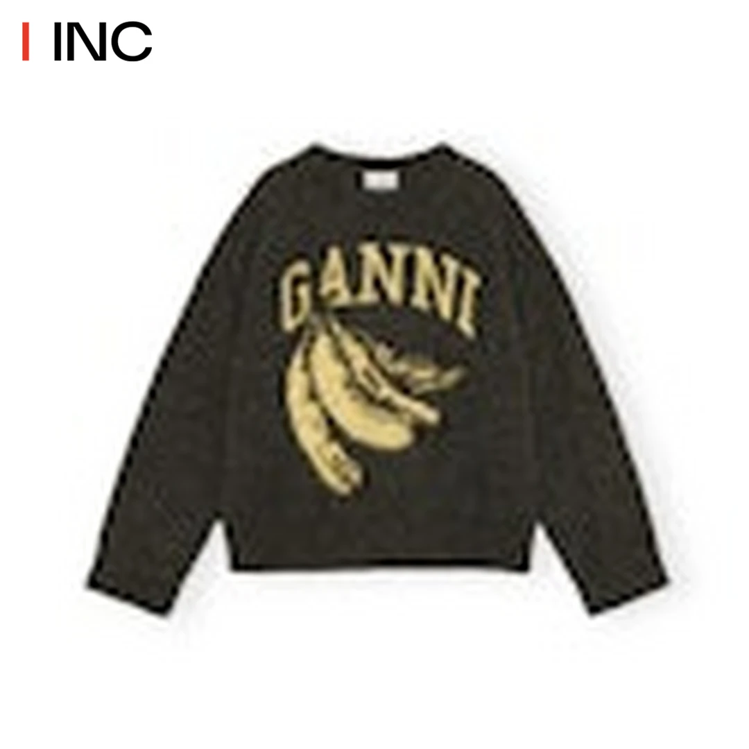 GANNI 磨毛香蕉廓形针织衫女25PF冬季新款复古内搭毛衫上衣IINC