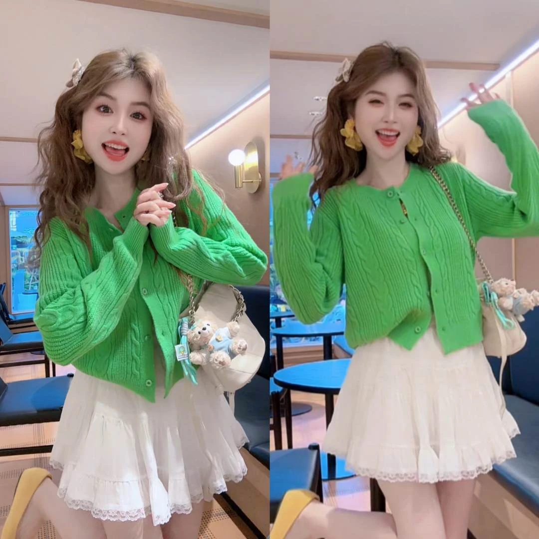 【月月专享】春天气息 麻花辫纯色百搭开衫外套XXJ-Z00251