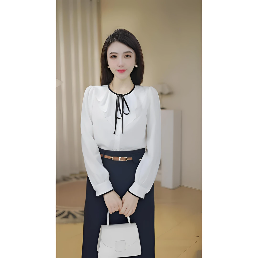 【春兰专属】8591366白色气质春秋衬衫女设计感休闲长袖2025新款
