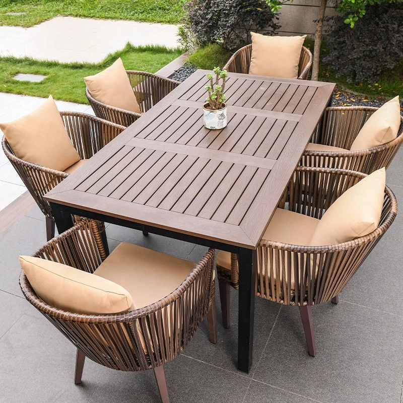 家具网红户外桌椅别墅庭院花园桌椅休闲露台藤椅塑木桌组合室外编