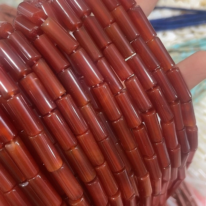 合金玛瑙/玉髓珠宝半成品一条6mm红玛瑙管珠