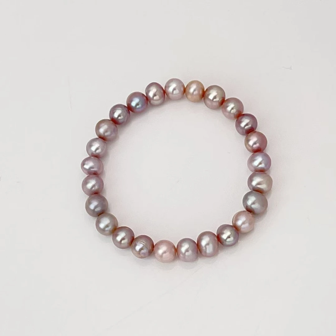 炫彩紫】6-7MM天然淡水珍珠手链纯天然真品100%轻奢梦幻紫DSL00732