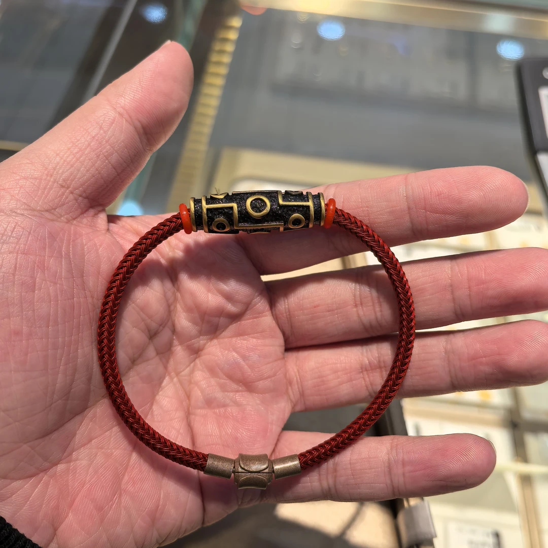 足金黑金九眼天珠挂坠