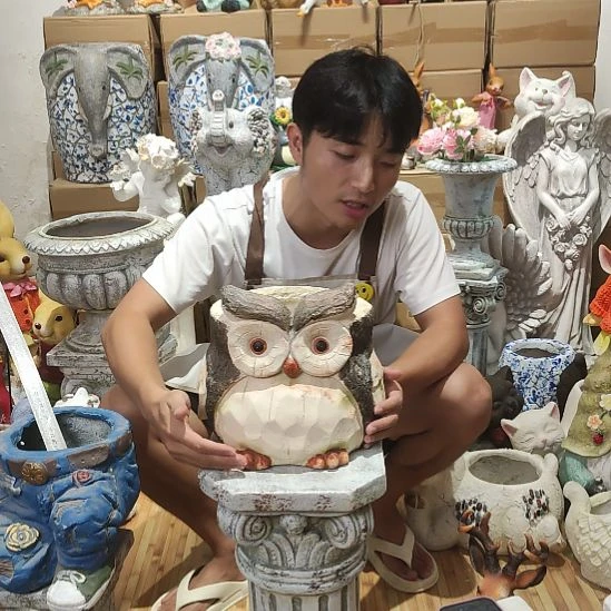 合成树脂猫头鹰~花盆