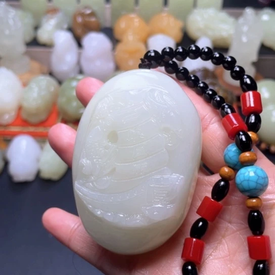 石材方解石手把件