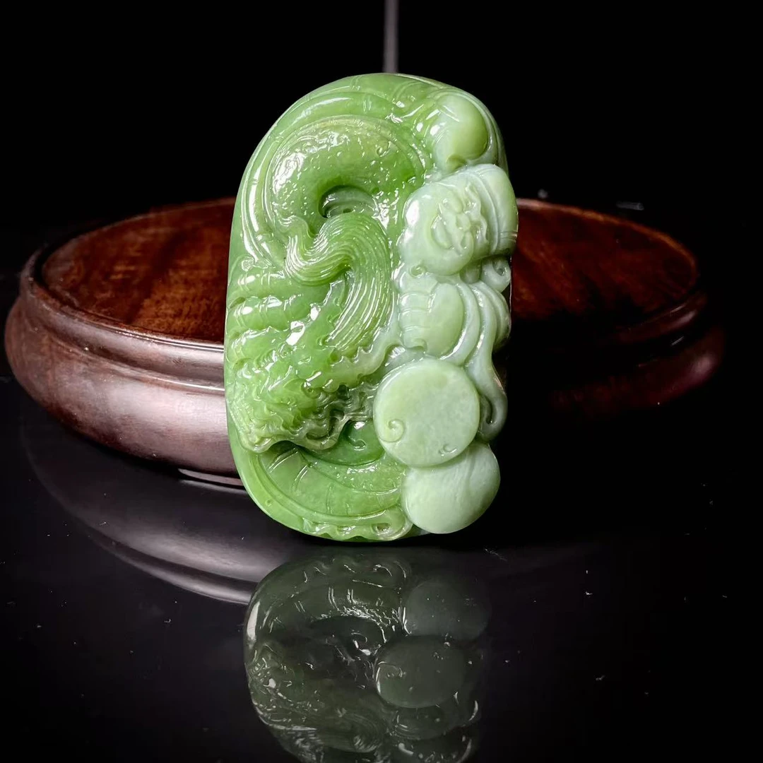 lot3518和田玉财神把件碧玉粉青89.7*53.9*20.8mm/178.4g