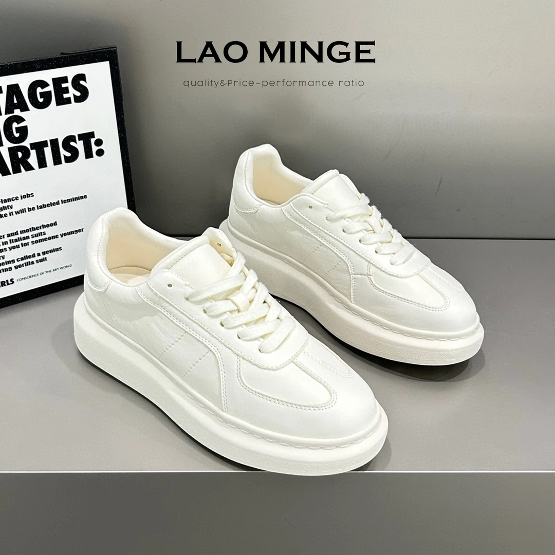 老敏哥 牛皮厚底轻便软底小白鞋休闲女鞋223-18