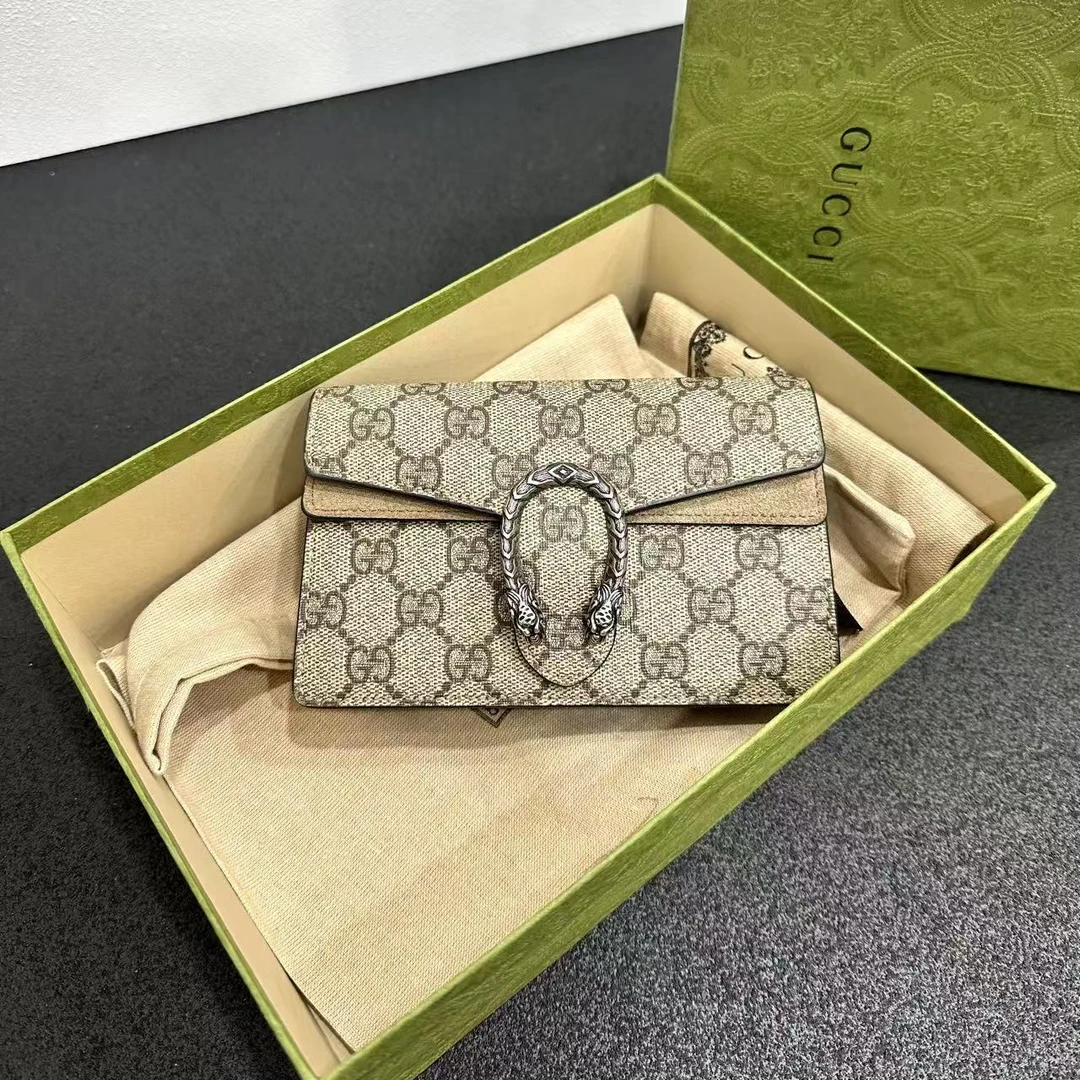 未使用 GUCCI/古驰 壹所奢品/GUCCI 酒神mini 驼色 单肩斜挎包