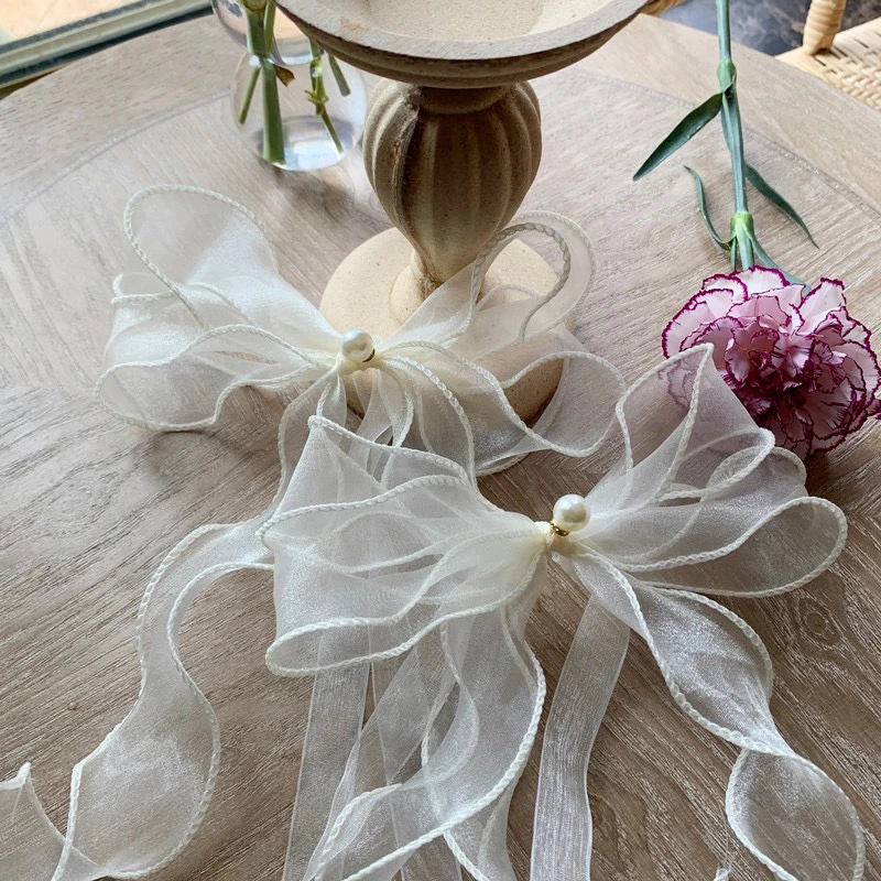 窗帘蕾丝蝴蝶结绑带轻奢法式纱帘束带扣韩式米白色唯美绑绳K-177