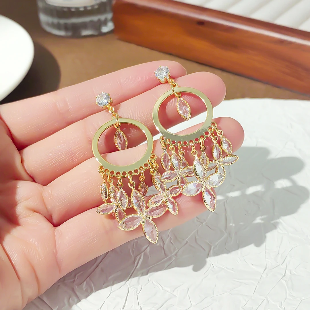 铜合金耳饰 精致宫廷风蝴蝶流苏耳环小众高级感耳坠PT1910