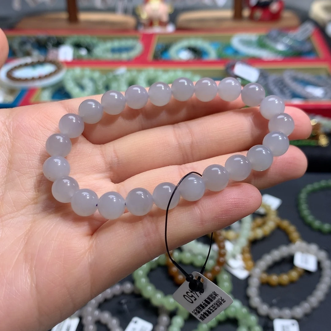 和田玉手串未镶嵌香芋紫