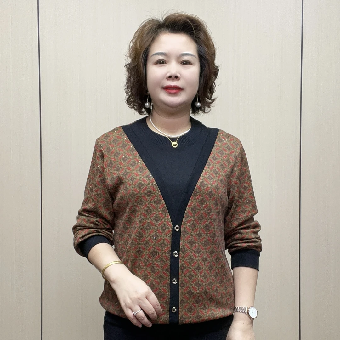 2025秋季时尚百搭减龄长袖休闲气质宽松显瘦女装洋气中老年妈妈装
