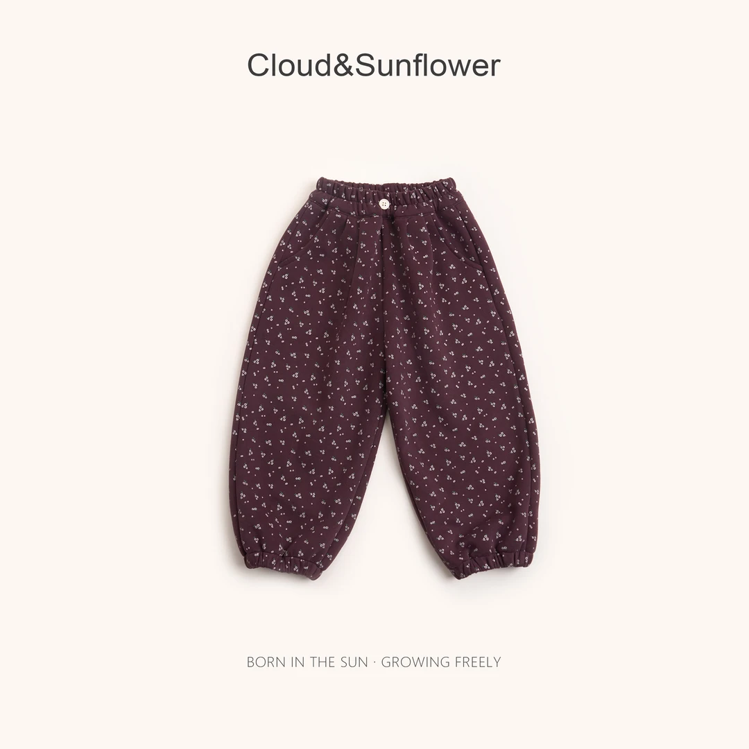 【云朵小葵】女童秋季满印碎花一粒扣束脚休闲裤1114440