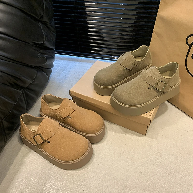2025新款勃肯鞋厚底软底增高时尚百搭一脚蹬透气圆头松糕单鞋女款