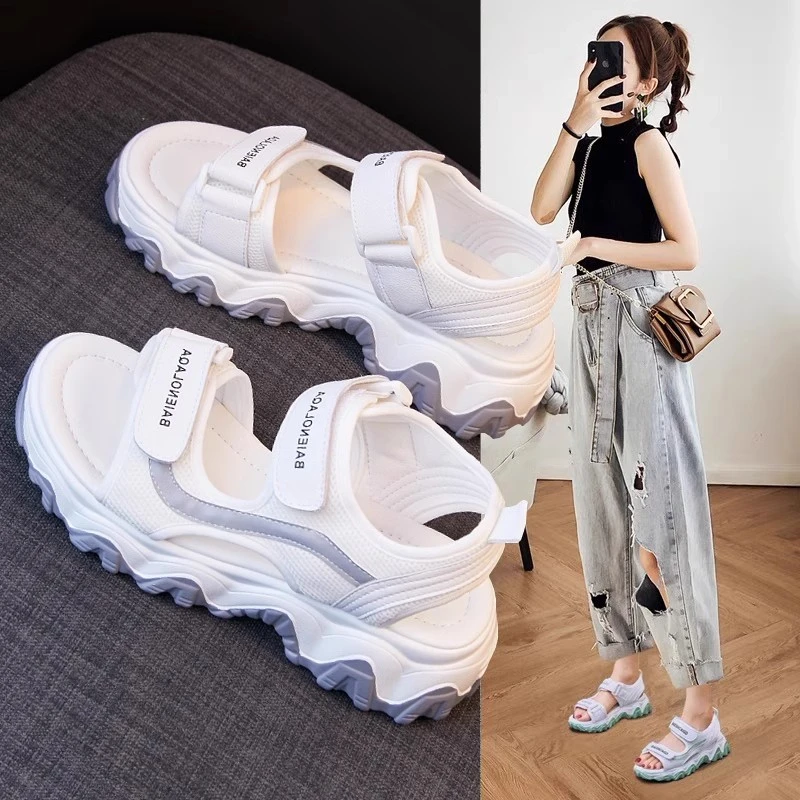 Moleubak凉鞋女2025年新款厚底休闲运动沙滩鞋子夏季百搭罗马