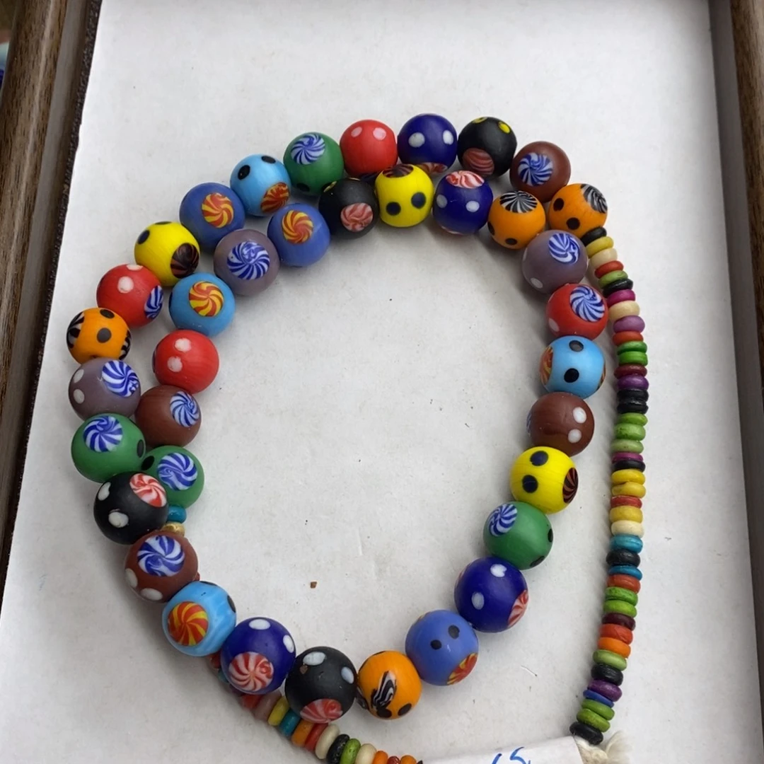 琉璃颈饰尼泊尔点彩圆珠 056