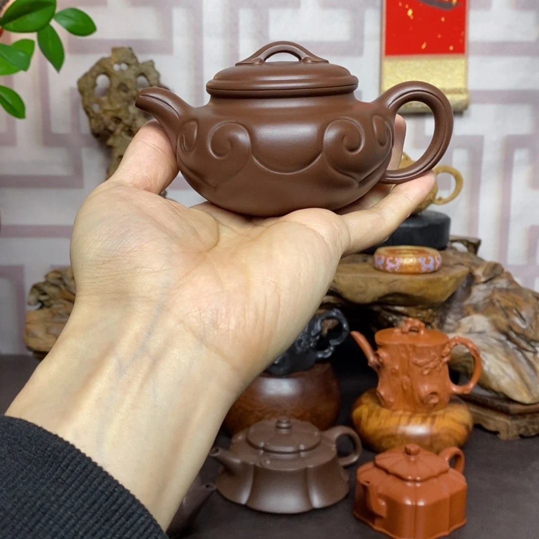 紫砂茶壶紫砂茶具老紫泥仿古如意