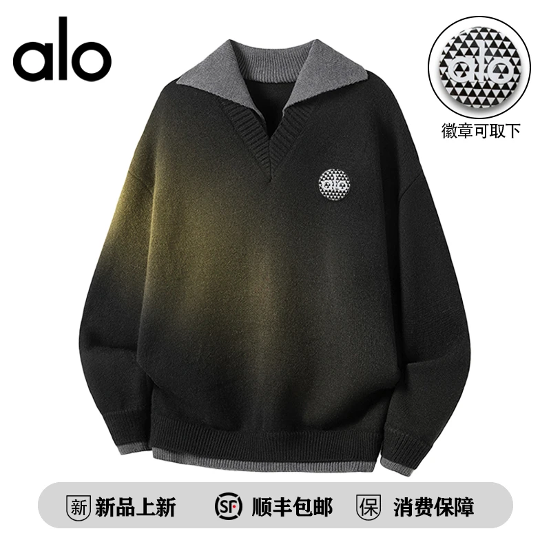 【官方奥特莱斯】品牌折扣假两件针织衫男秋冬季休闲慵懒风宽松毛衣