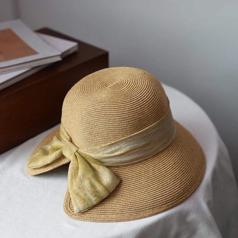 韩版蝴蝶结草帽遮阳防晒沙滩帽女830-018