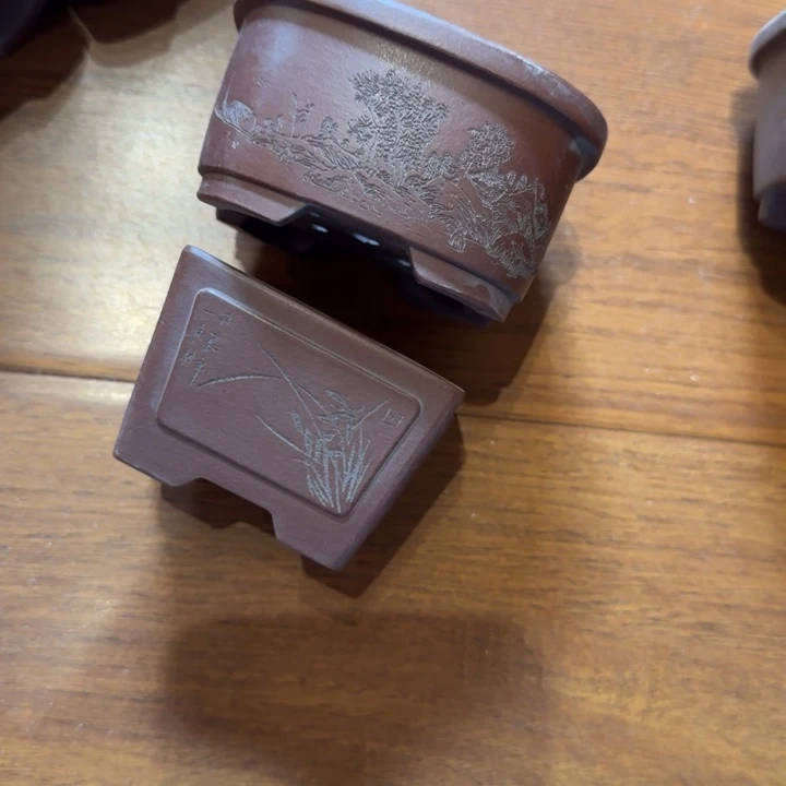 紫砂花盆半手工制作微瑕