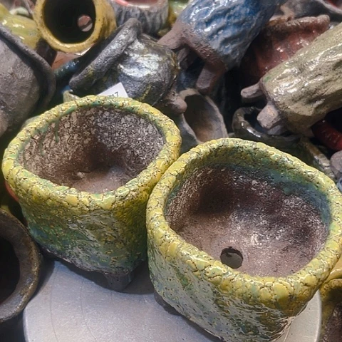 晴*?粗陶花盆手工花盆制作