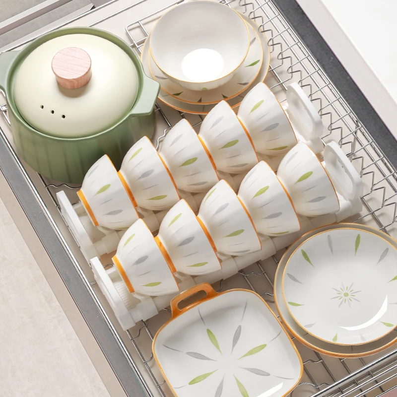 釉下彩餐具套装2025年新款碗碟套装家用日式碗具陶瓷碗盘乔迁之喜