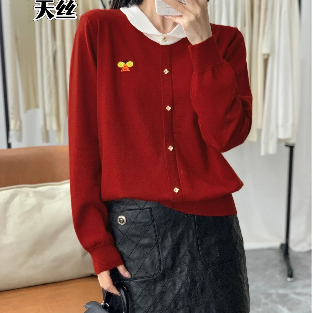 【丽丽家】2025春季精致娃娃领气质显瘦上衣9223